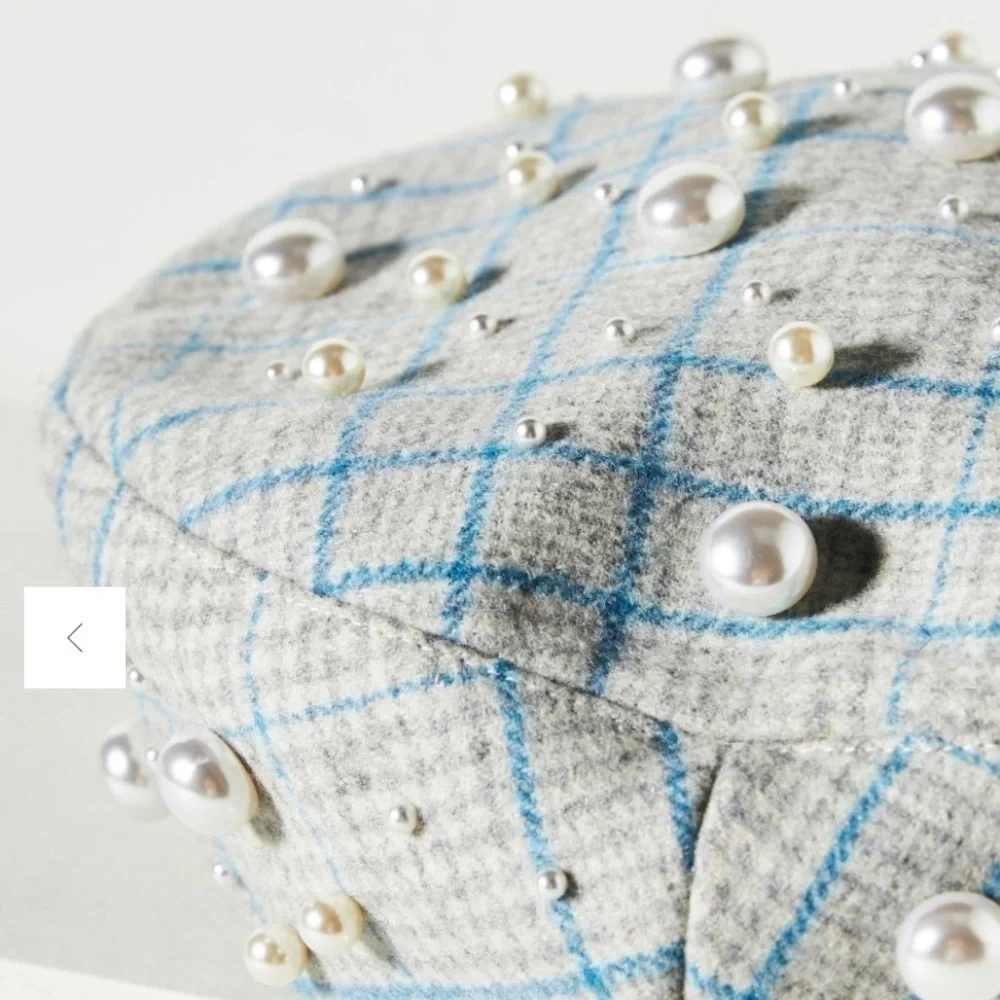 Lele SADOUGHI Embellished pearl plaid beret new without tags